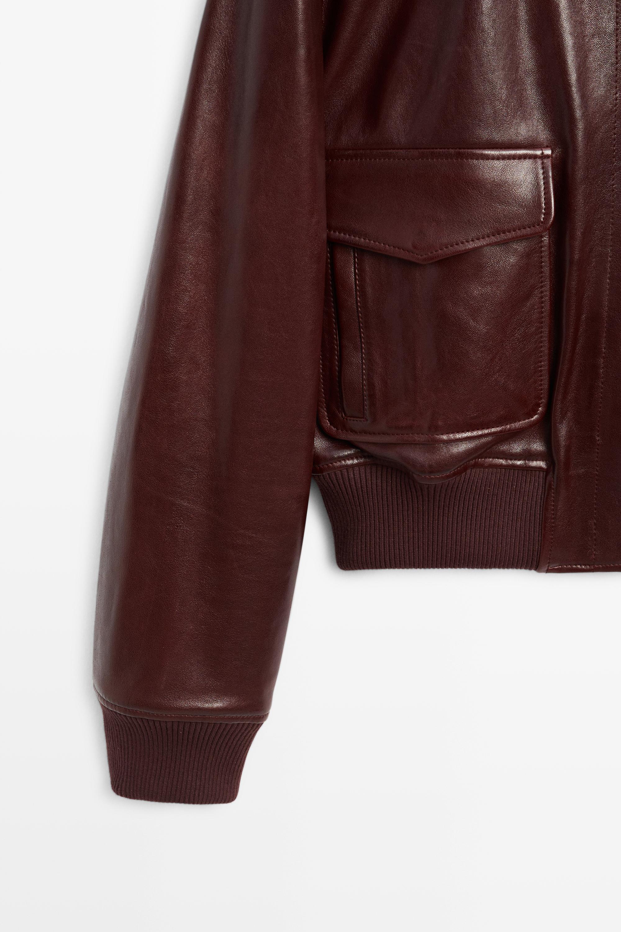 Nappa leather bomber jacket with pockets